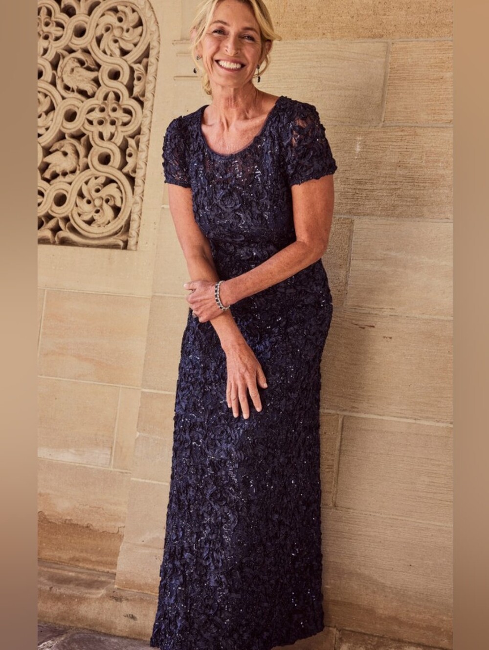 Alex Evenings Tiffany Soutache Sequin A-Line Dress - Navy - Size 10 - Picture 5 of 9